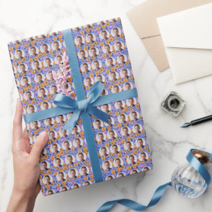 Custom Faces Smiling Pumpkins Pattern Wrapping Paper