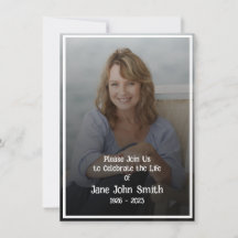 Custom Fade Photo Funeral Invitation Card