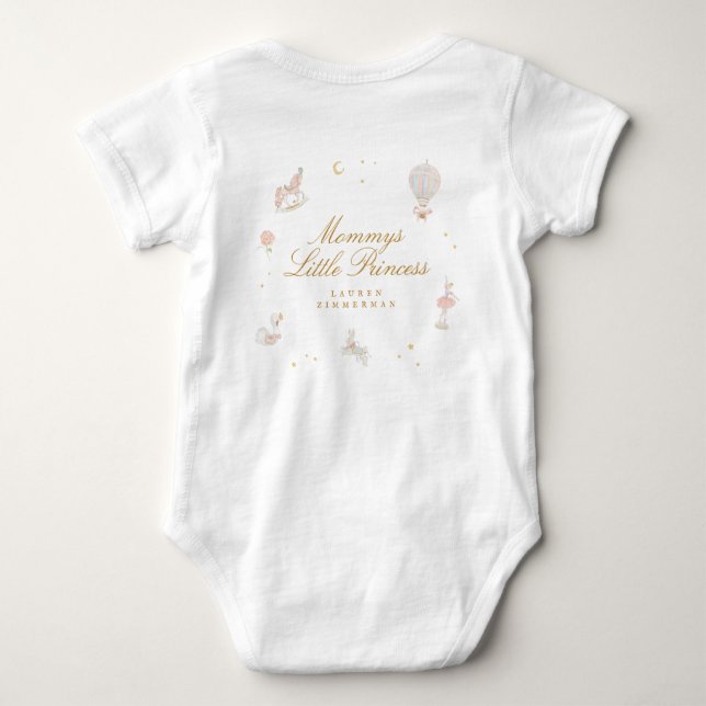 Custom Fairytale Little Princess Pink Girl Baby Bodysuit (Back)