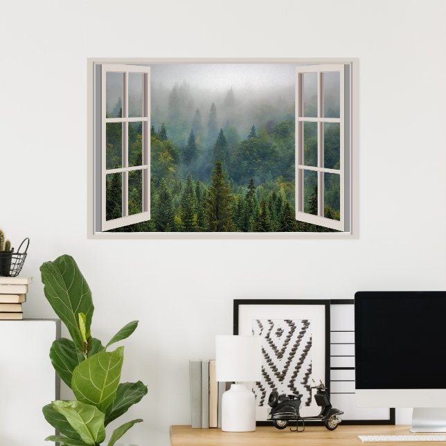 Custom Fake Faux Window  Poster (Home Office)
