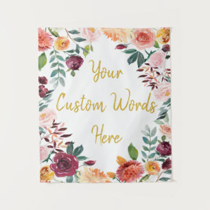 Custom Fall Birthday Party Photo Booth Floral Prop Tapestry