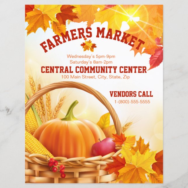 Custom Fall Farmers Market Event Flyer 8.5”x11” (Front)