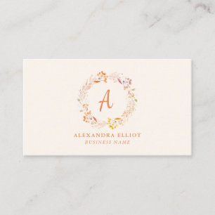 Custom Fall Floral Watercolor Boho Cottagecore Business Card