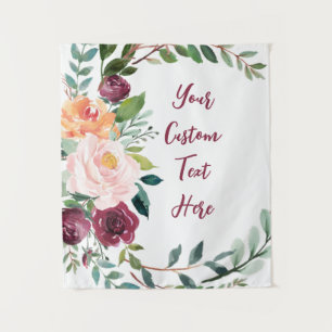 Custom Fall Floral Wedding Reception Photo Prop Tapestry