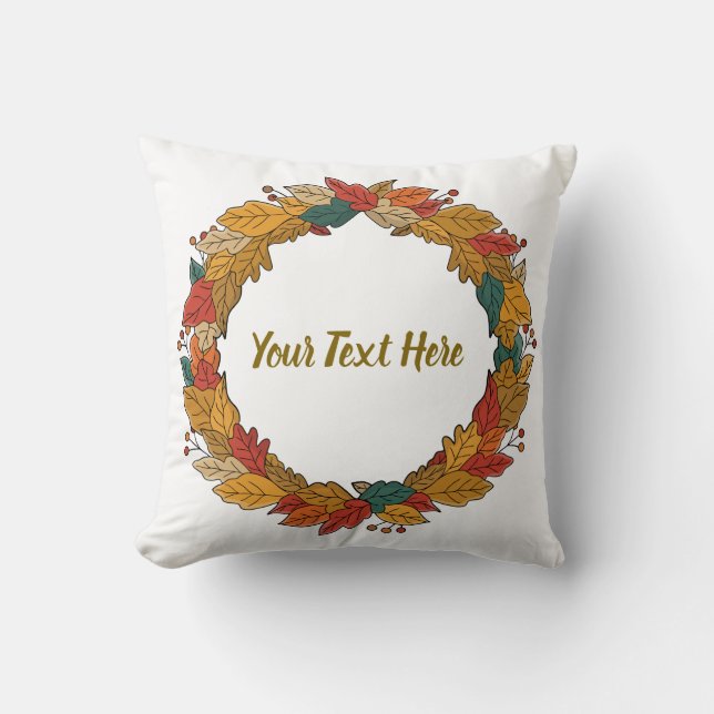 Custom Fall Leaf Wreath Circle Cushion (Front)