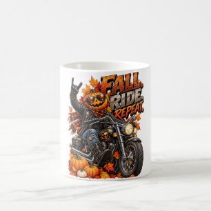Custom Fall Pumpkin Motorcycle Graphic Coffee Mug
