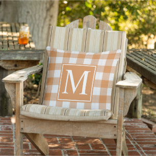 Custom Fall Pumpkin Orange Gingham Pattern Cushion