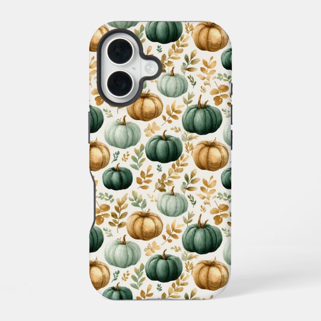 Custom Fall Pumpkin Photo Frame iPhone 16 Case (Back)