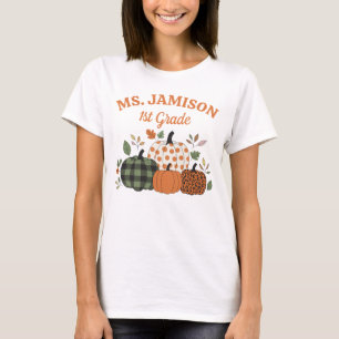 Custom Fall Pumpkin Teacher  T-Shirt