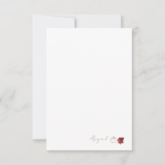 Custom Fall Pumpkin  Thank You Card (Front)