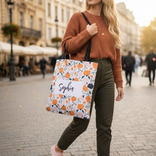Custom Fall Pumpkin Tote Bag with Name