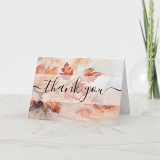 Custom Fall Watercolor Leafy Branch Thank You Card