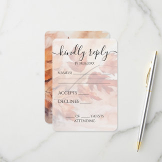 Custom Fall Watercolor Leafy Branch Wedding RSVP Card