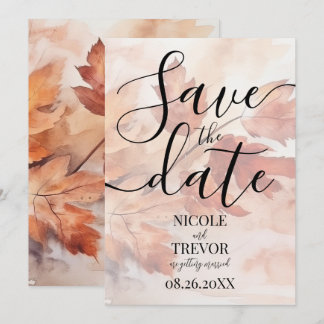 Custom Fall Watercolor Leafy Branch Wedding Save The Date