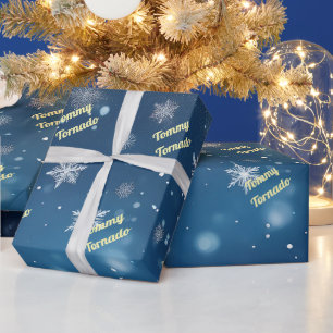 Custom Falling Snow Flake Personalised Wrapping Paper