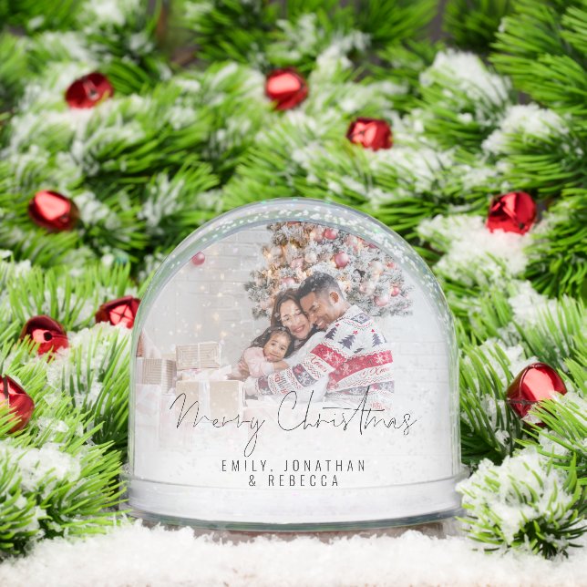 Custom Family 2 Photos Merry Christmas  Snowglobe (Christmas)
