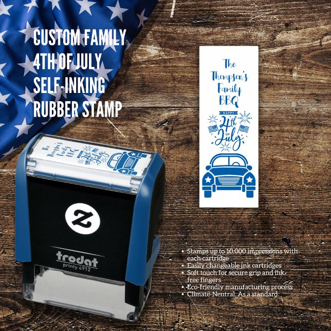 Custom Family 4th of July Self-Inking Stamp (Custom Family 4th of July BBQ Car Self-inking Stamp)