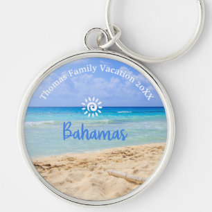 Custom Family Bahamas Beach Vacation Key Ring