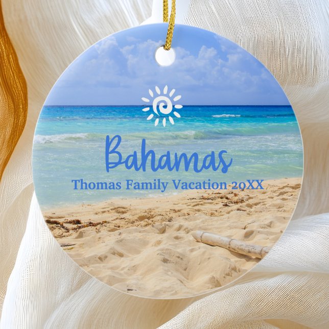 Custom Family Bahamas Vacation Christmas Ceramic Tree Decoration (Creator Uploaded)