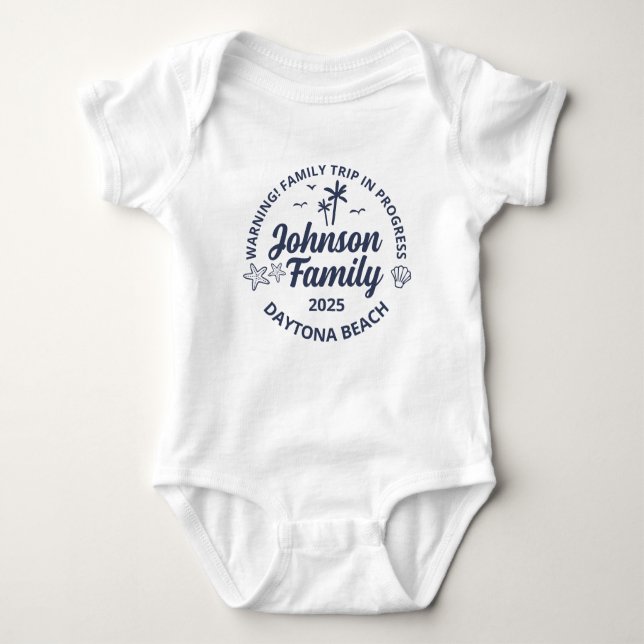 Custom Family Beach Vacation Group Matching Baby Bodysuit (Front)