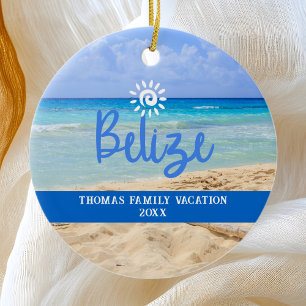 Custom Family Belise Beach Vacation Christmas Ceramic Tree Decoration