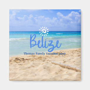 Custom Family Belise Beach Vacation Christmas Magnet
