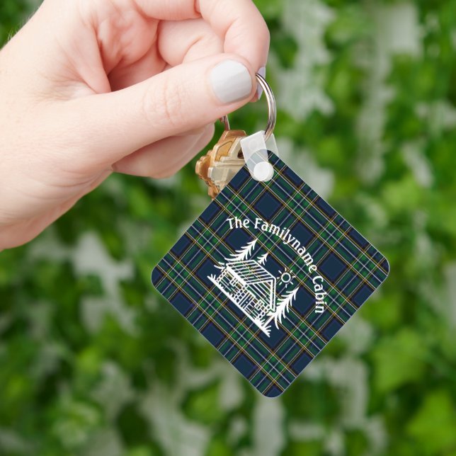 Custom Family Cabin Metal Keychain (Hand)