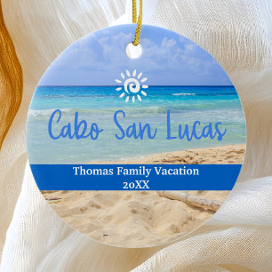 Custom Family Cabo San Lucas Vacation Christmas Ceramic Tree Decoration