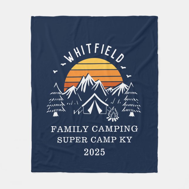 Custom Family Camping Summer Vacation Matching Fleece Blanket (Front)