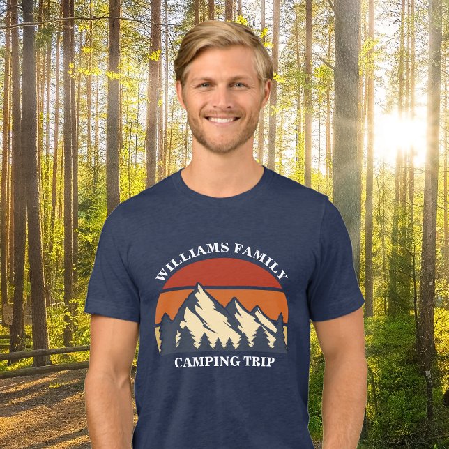 Custom Family Camping Trip Mountain Sunset Tri-Blend Shirt (Creator Uploaded)