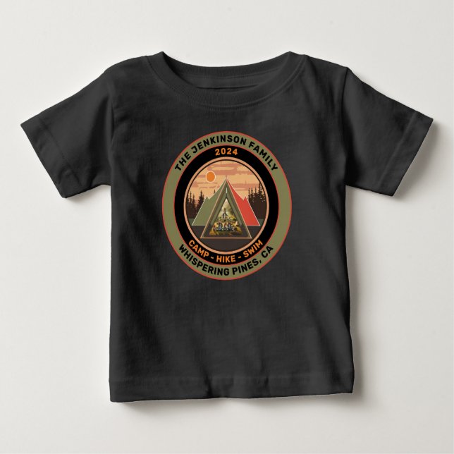 Custom Family Camping Trip Photo Tent Baby T-Shirt (Front)