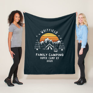 Custom Family Camping Vacation Matching Fleece Blanket