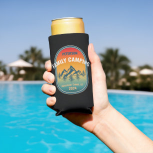 Custom Family Camping Vintage Sunset Adventure Seltzer Can Cooler
