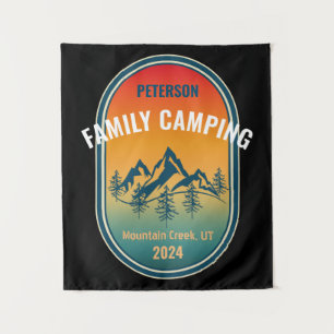 Custom Family Camping Vintage Sunset Adventure Tapestry