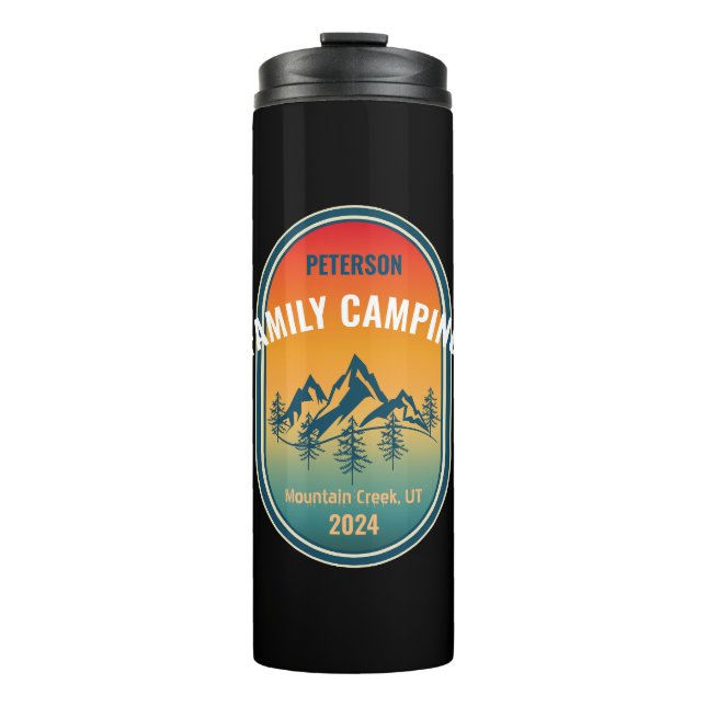 Custom Family Camping Vintage Sunset Adventure Thermal Tumbler (Front)
