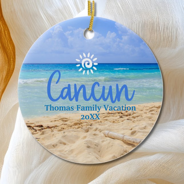 Custom Family Cancun Vacation Christmas Tree Ceramic Tree Decoration (Creator Uploaded)
