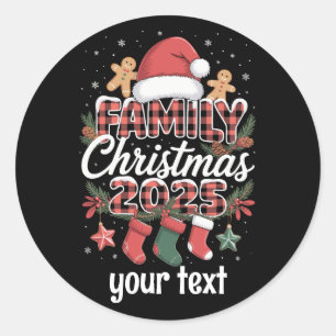 Custom Family Christmas 2025 Personalised Matching Classic Round Sticker