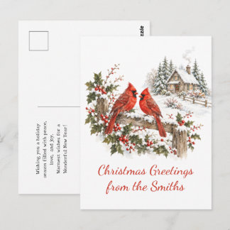 Custom Family Christmas Cardinals Holiday Envelope Postcard