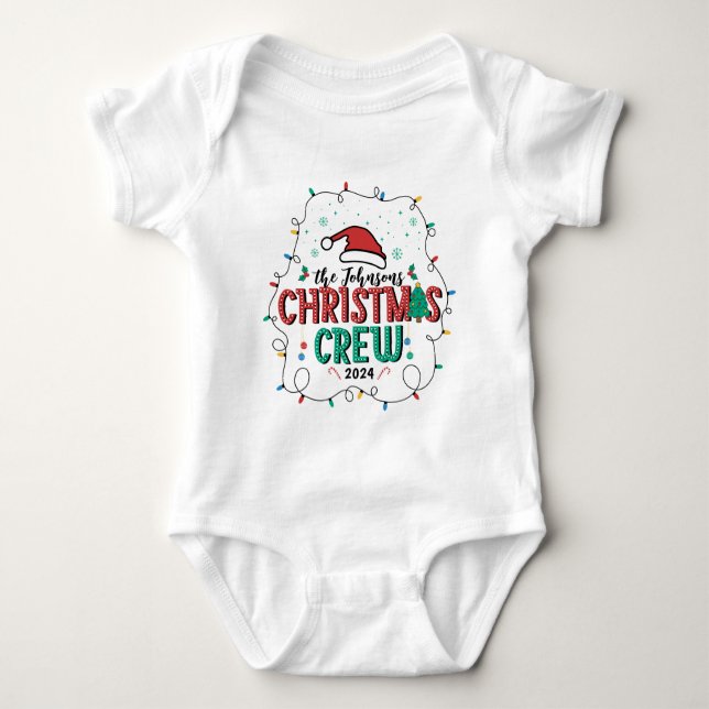 Custom Family Christmas Crew Group Matching Name Baby Bodysuit (Front)