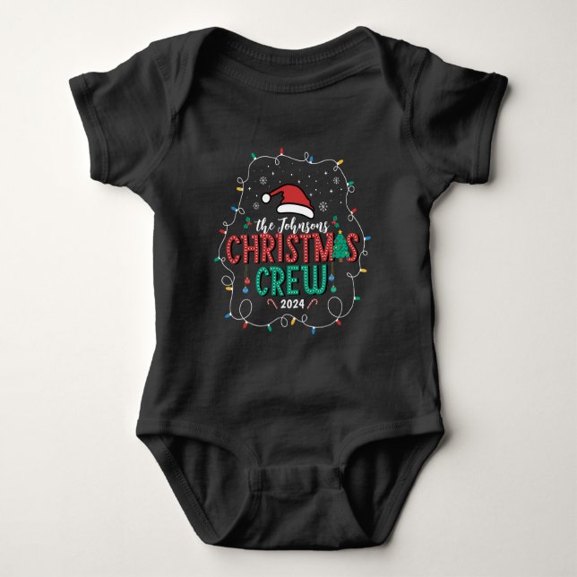 Custom Family Christmas Crew Group Matching Name Baby Bodysuit (Front)