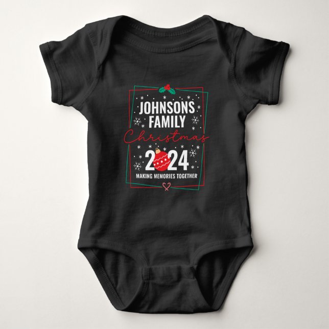 Custom Family Christmas Group Matching Name Baby Bodysuit (Front)