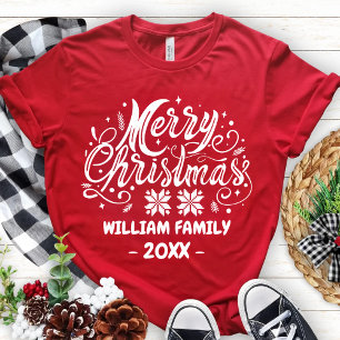 Custom Family Christmas Matching Pajama Xmas Party T-Shirt
