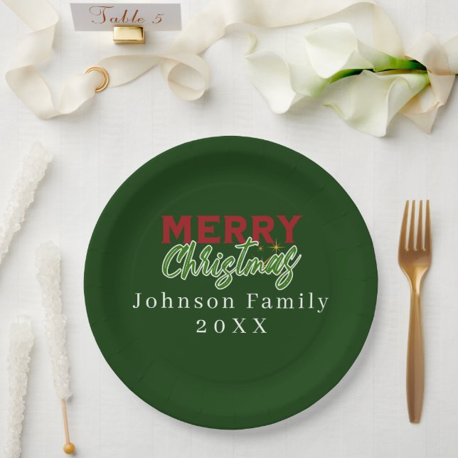 Custom family Christmas Paper Plate (Wedding)