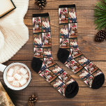 Custom Family Christmas Photo Collage Picture Socks<br><div class="desc">Create your own unique custom-printed holiday socks for your amazing husband - he will love them! This simple and modern design includes a photo collage grid of two favourite Christmas (or other) photos with a black background that coordinates with the sock details. Makes a fun stocking stuffer gift! Photo tip:...</div>