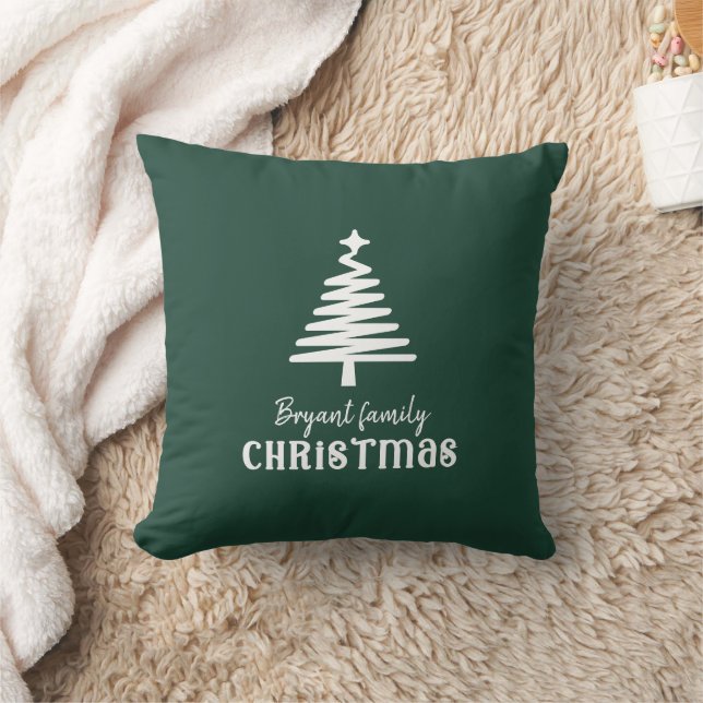 Custom family Christmas tree green  Cushion (Blanket)