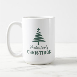 Custom family Christmas tree simple green Coffee Mug