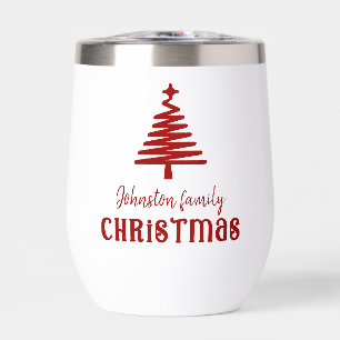 Custom family Christmas tree simple red