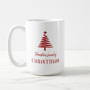 Custom family Christmas tree simple red Coffee Mug