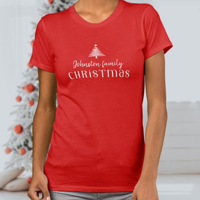 Custom family Christmas tree simple red  T-Shirt (Creator Uploaded)