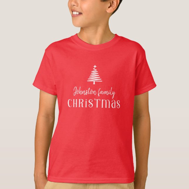 Custom family Christmas tree unisex kids T-Shirt (Front)